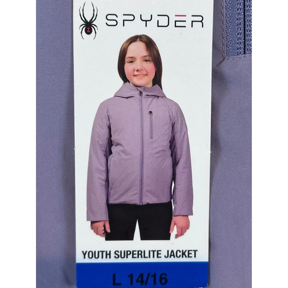 NWT Spyder Youth Superlite Jacket Purple Hooded Full Zip L‎ 14/16
